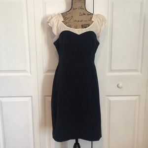 Ivory and navy sweetheart dress